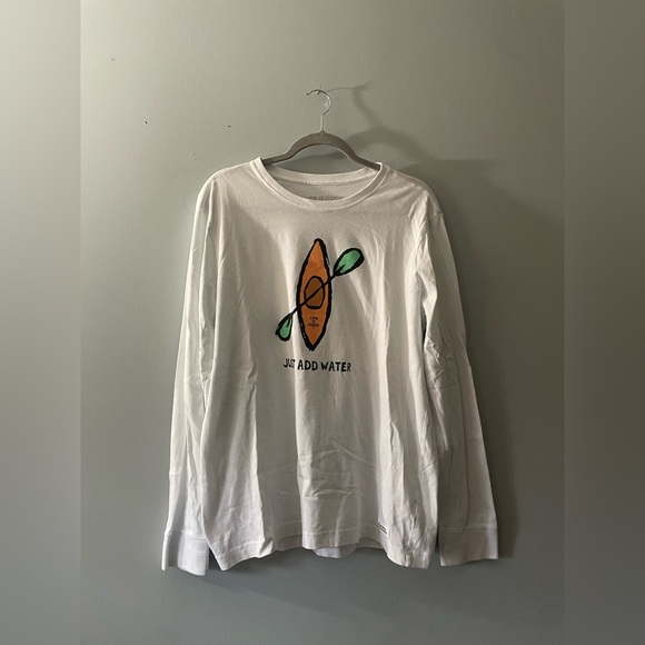 White Long Sleeve Shirt with Kayak Graphic - Picture 2 of 8